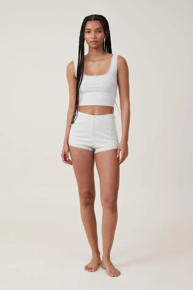 Rib Lace Short Light Grey Marle Women Cotton On Shorts Rib Lace Short Light Grey Marle Women Cotton On Shorts