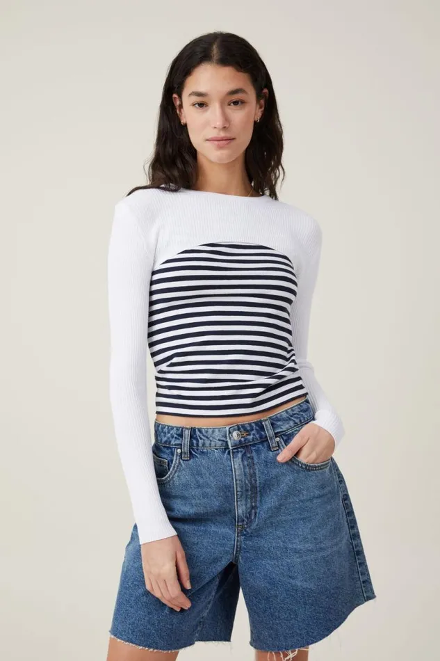 Rib Pullover Shrug White Women Cotton On Tops