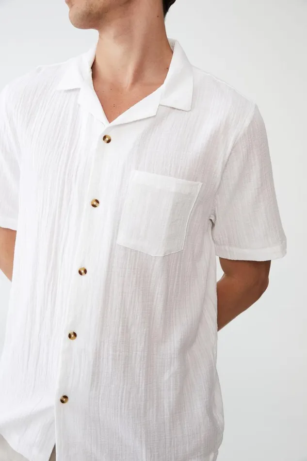 Riviera Short Sleeve Shirt White Men Cotton On Shirts and Polos Riviera Short Sleeve Shirt White Men Cotton On Shirts and Polos