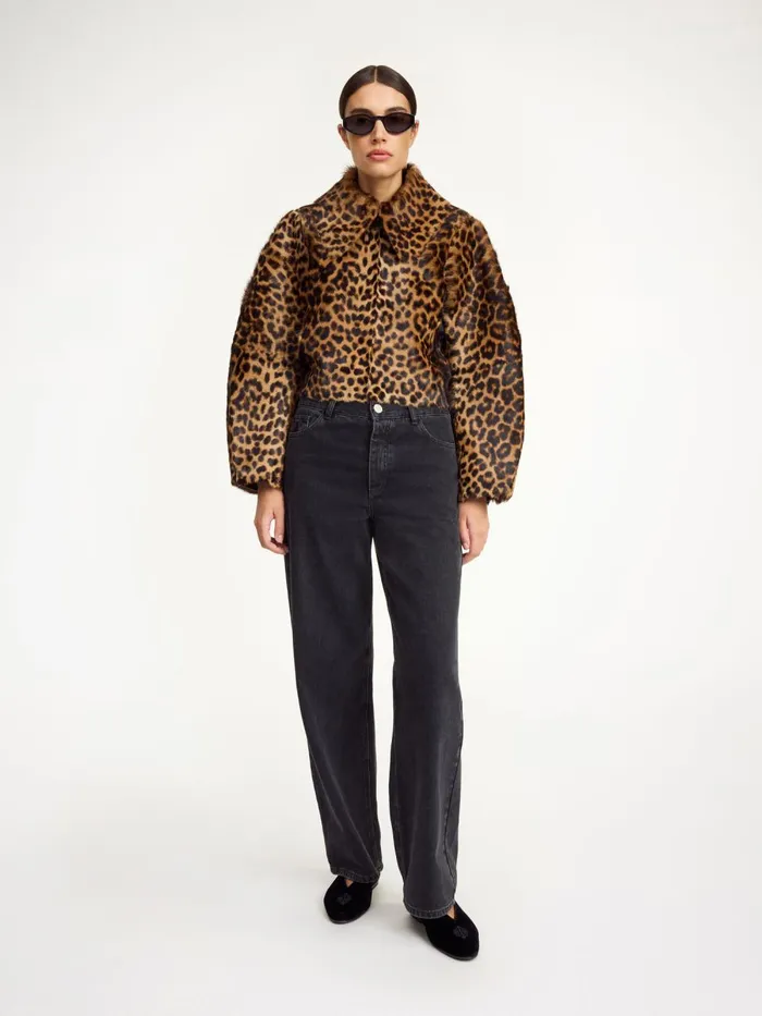 Rowani Lamb Leather Jacket Leopard Women By Malene Birger Coats and Jackets