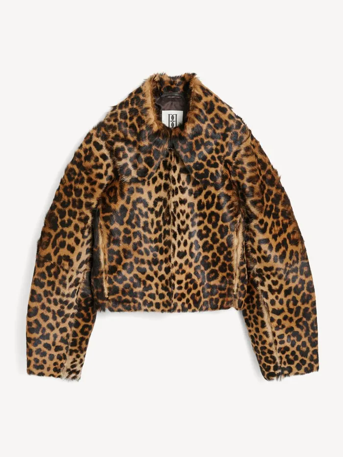 Rowani Lamb Leather Jacket Leopard Women By Malene Birger Coats and Jackets