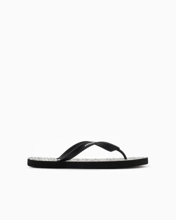 Rubber Flip Flops Black Men Armani Sandals