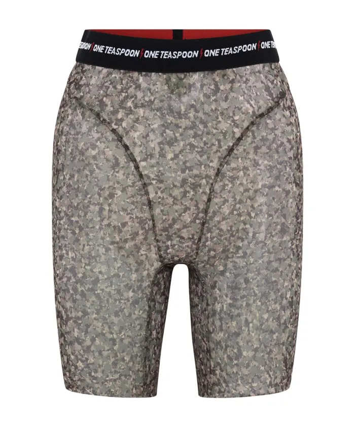 SAFARI CAMO MESH BIKE SHORTS Women One Teaspoon Bottoms SAFARI CAMO MESH BIKE SHORTS Women One Teaspoon Bottoms