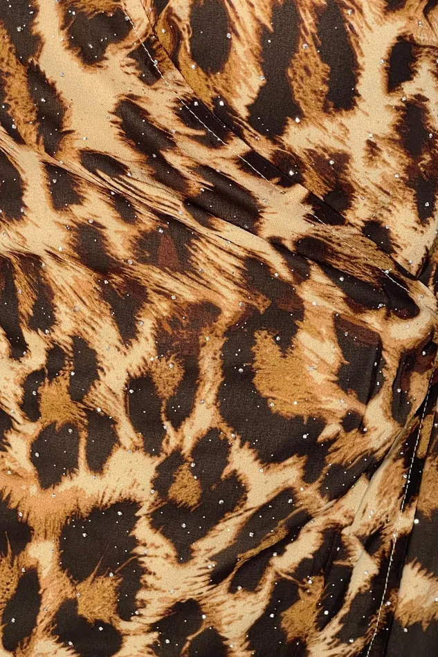 Sage Wrap Tie Front Top In Diamante Animal Print Women Girl In Mind Tops and Bodysuits
