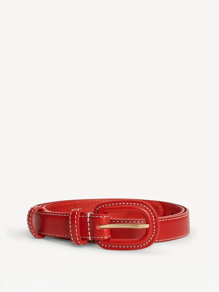 Salio Leather Belt Dark Chilli Women By Malene Birger Belts