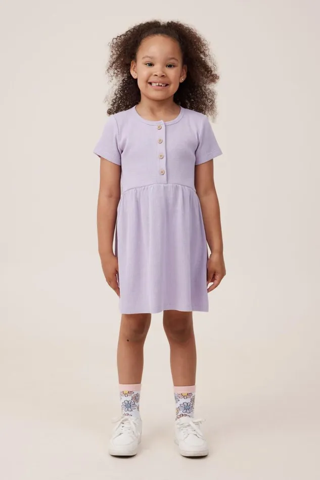 Sally Button Front Short Sleeve Dress Lilac Drop Waffle Girls Cotton On Dresses Sally Button Front Short Sleeve Dress Lilac Drop Waffle Girls Cotton On Dresses