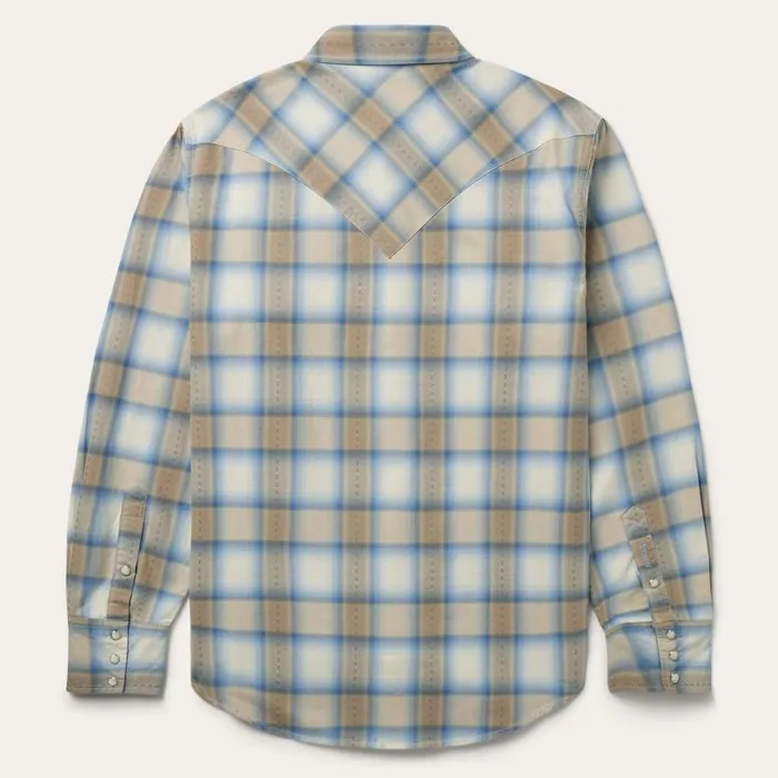 Sand Plaid Dobby Western Shirt Brown Men Stetson Western Shirts