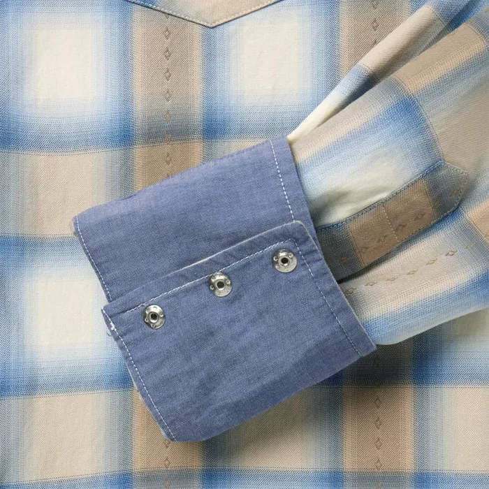 Sand Plaid Dobby Western Shirt Brown Men Stetson Western Shirts