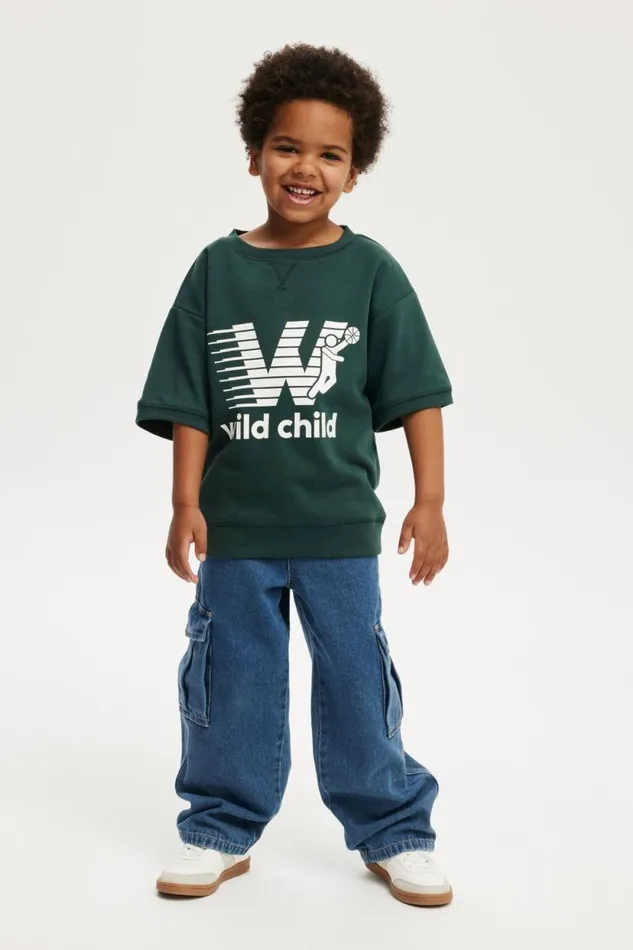 Sandy Short Sleeve Sports Crew Pine Tree Greenwild Child Boys Cotton On Sweatshirts and Sweatpants Sandy Short Sleeve Sports Crew Pine Tree Greenwild Child Boys Cotton On Sweatshirts and Sweatpants