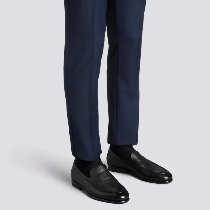 Santoni Black Leather Carlo Loafer Men Loafers