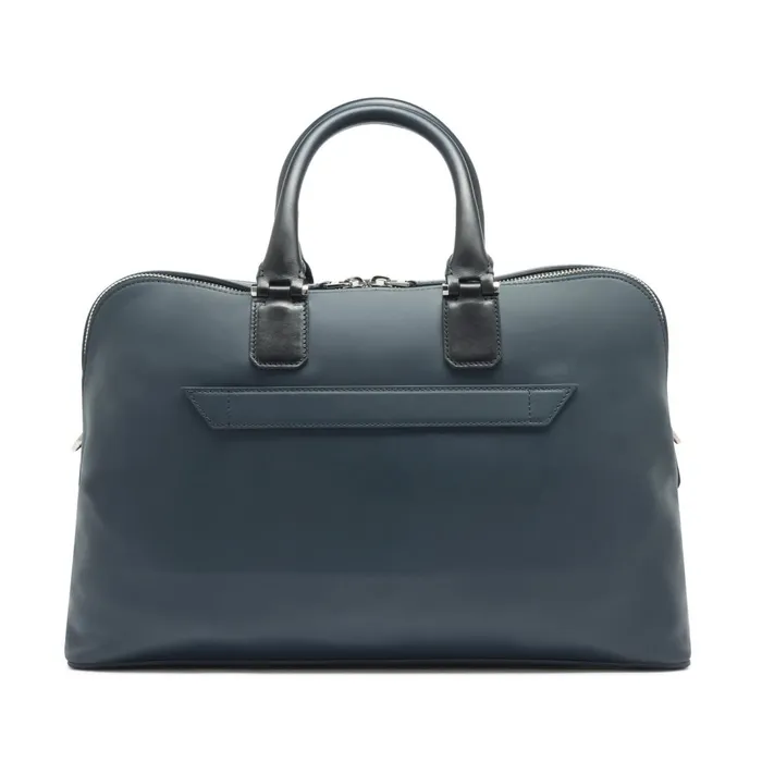 Santoni Blue Leather Laptop Bag Men Bags and Backpacks