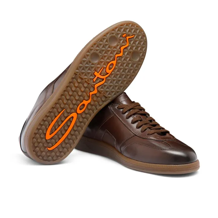 Santoni Dark Brown Leather Dbs Oly Sneaker Men Sneakers