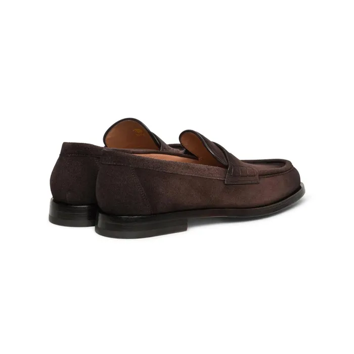 Santoni Dark Brown Suede Penny Loafer Women Loafers