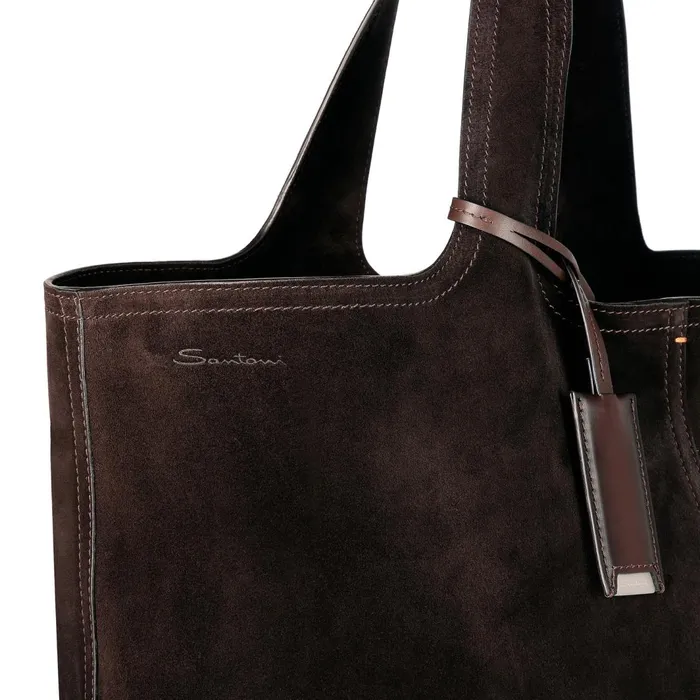 Santoni Dark Brown Suede Shoulder Bag Women Bags