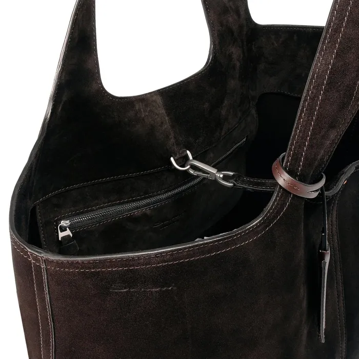 Santoni Dark Brown Suede Shoulder Bag Women Bags