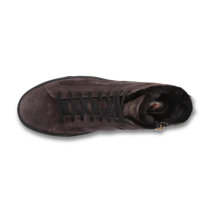 Santoni Grey Suede High Top Double Buckle Sneaker With Fur Men Sneakers
