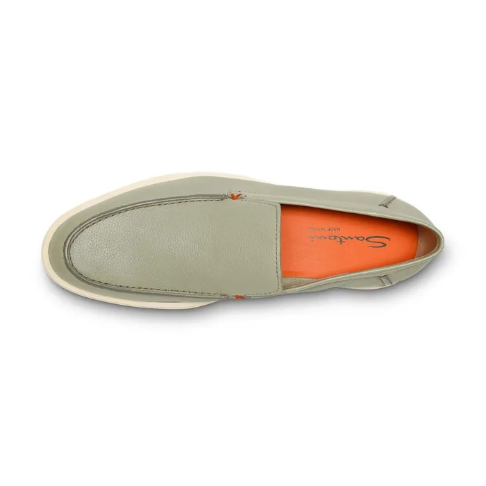 Santoni Light Green Tumbed Leather Loafer Men Loafers