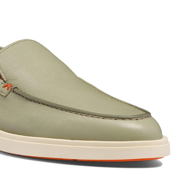 Santoni Light Green Tumbed Leather Loafer Men Loafers