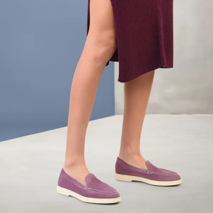 Santoni Purple Suede Loafer Women Loafers