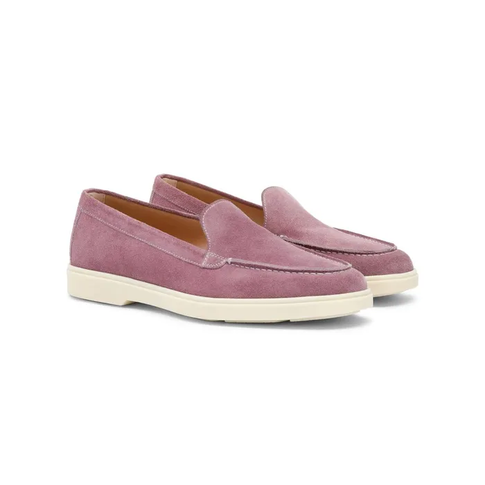 Santoni Purple Suede Loafer Women Loafers