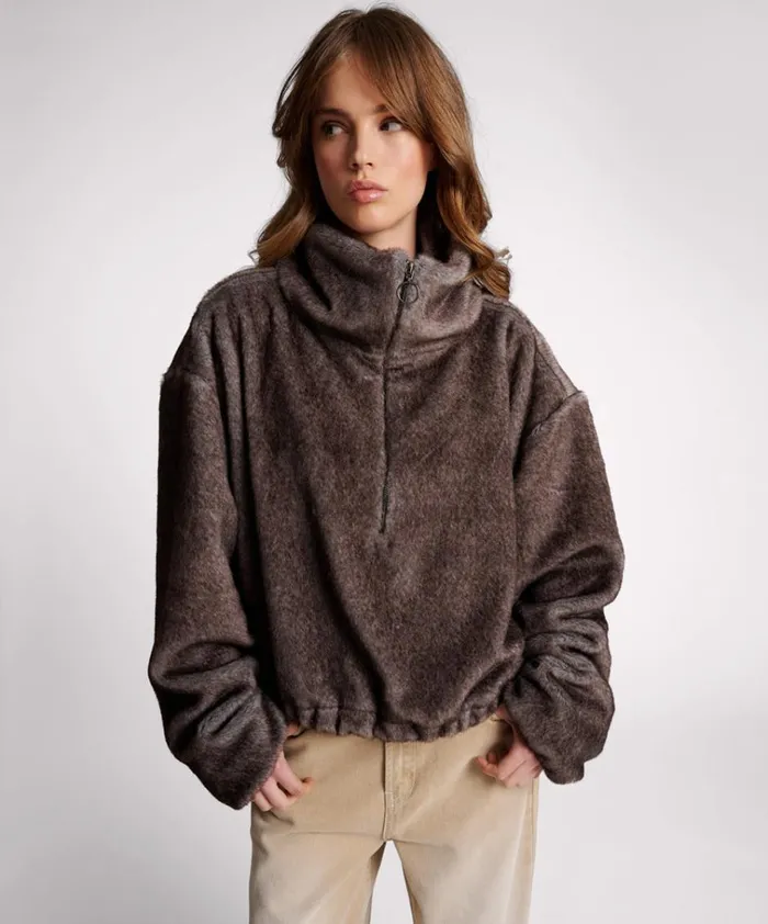 SAUVAGE FAUX FUR CROPPED PULLOVER JACKET Women One Teaspoon Jackets SAUVAGE FAUX FUR CROPPED PULLOVER JACKET Women One Teaspoon Jackets