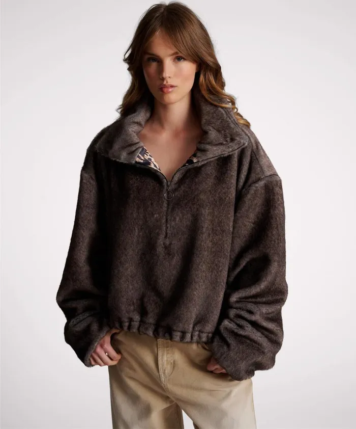 SAUVAGE FAUX FUR CROPPED PULLOVER JACKET Women One Teaspoon Jackets SAUVAGE FAUX FUR CROPPED PULLOVER JACKET Women One Teaspoon Jackets