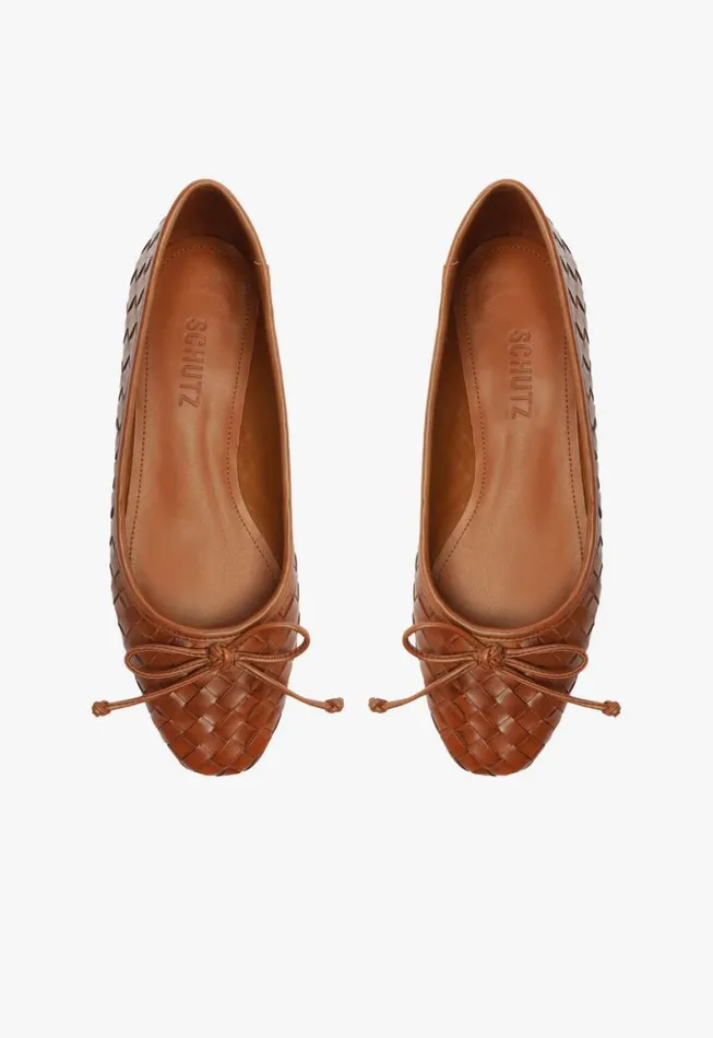Schutz Shoes Ballerinas Arissa Woven Leather Flat Honey Peach 8211 Women