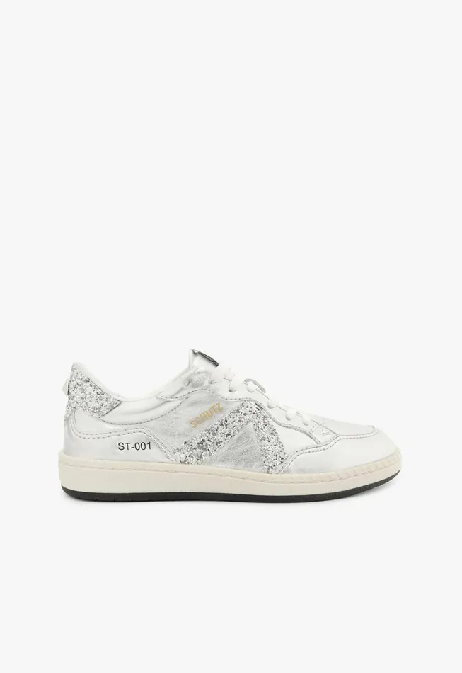 Schutz Shoes Sneakers ST001 Leather Sneaker Silver 8211 Women