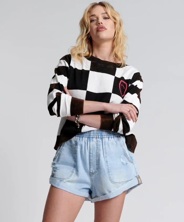 SCOREBOARD SMILEY KNIT SWEATER Women One Teaspoon Knitwear