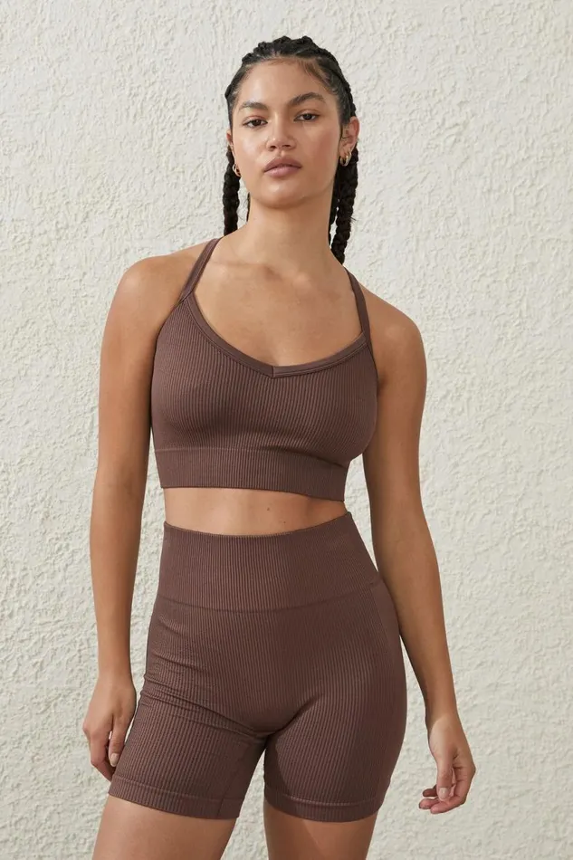 Seamless Rib Bike Short Deep Taupe Women Cotton On Shorts