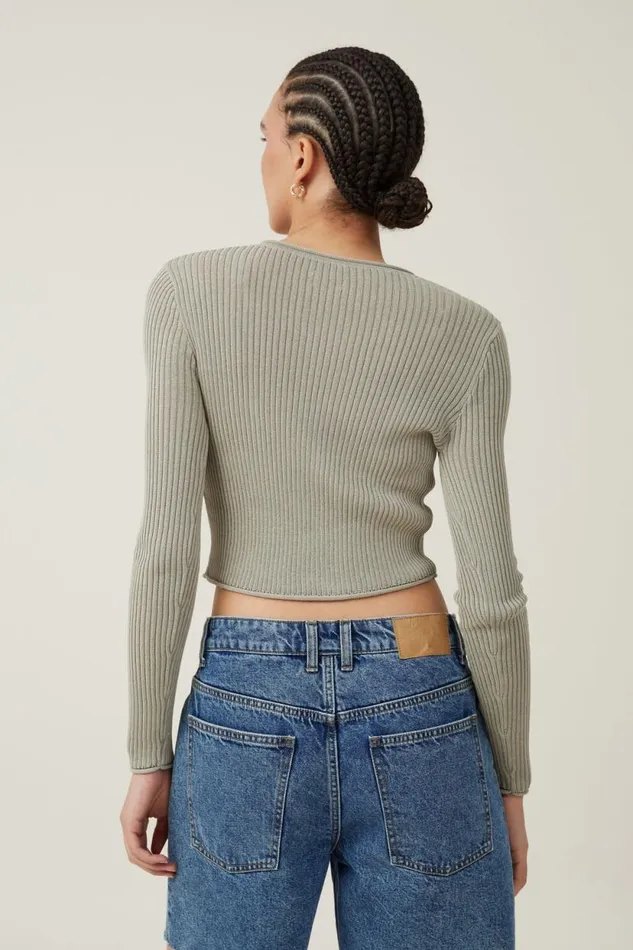 Sheer Rib Peekaboo Cardigan Desert Sage Women Cotton On Sweaters and Cardigans Sheer Rib Peekaboo Cardigan Desert Sage Women Cotton On Sweaters and Cardigans