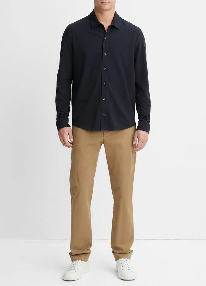 Shirts Men Vince Cotton Piqu ButtonFront Shirt Coastal Blue