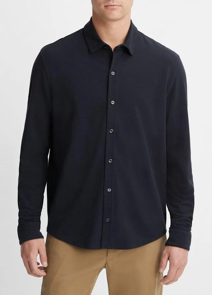 Shirts Men Vince Cotton Piqu ButtonFront Shirt Coastal Blue Shirts Men Vince Cotton Piqu ButtonFront Shirt Coastal Blue