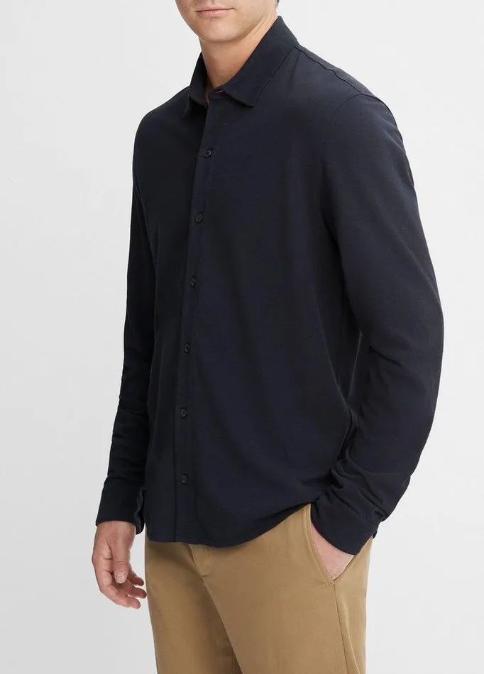 Shirts Men Vince Cotton Piqu ButtonFront Shirt Coastal Blue Shirts Men Vince Cotton Piqu ButtonFront Shirt Coastal Blue