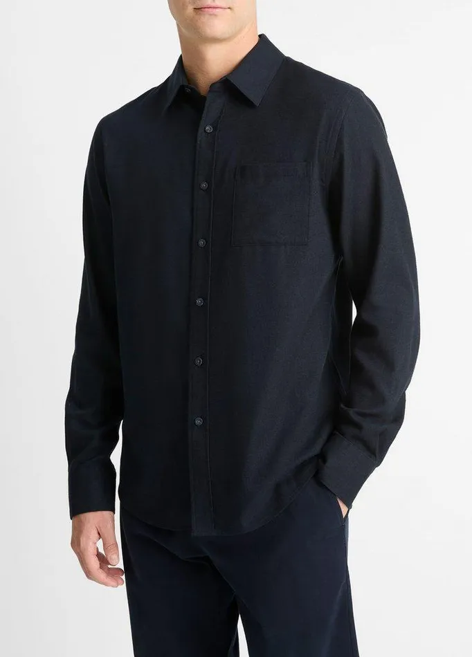 Shirts Men Vince Italian CottonWool Twill Shirt Coastal Blue Shirts Men Vince Italian CottonWool Twill Shirt Coastal Blue