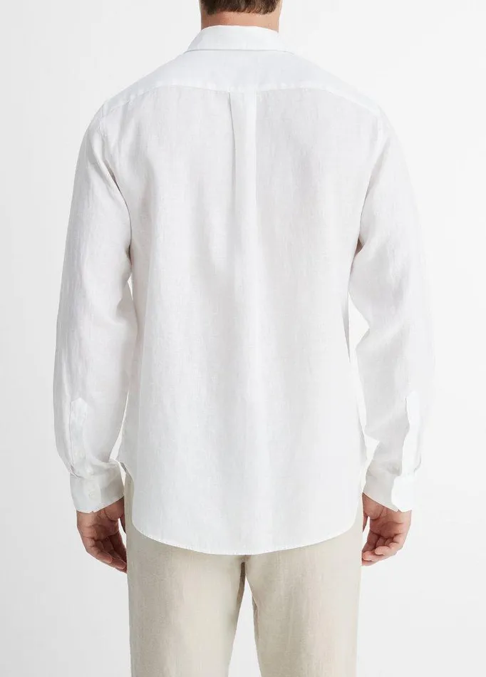 Shirts Men Vince Linen LongSleeve Shirt Optic White Shirts Men Vince Linen LongSleeve Shirt Optic White