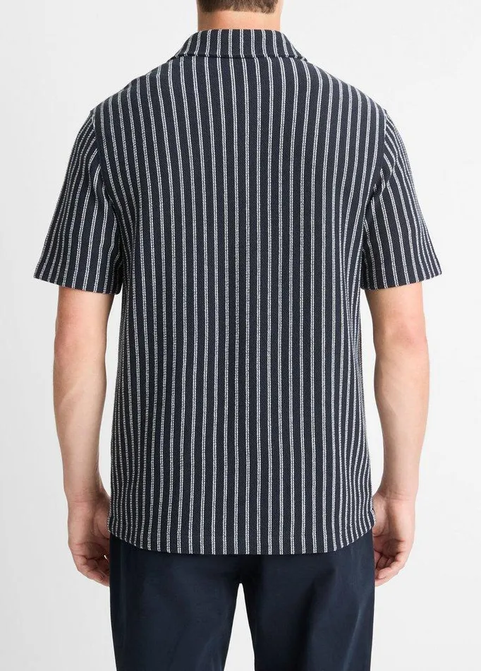 Shirts Men Vince Striped CottonBlend Boucl Shirt Coastal Blueclassic Cream Shirts Men Vince Striped CottonBlend Boucl Shirt Coastal Blueclassic Cream