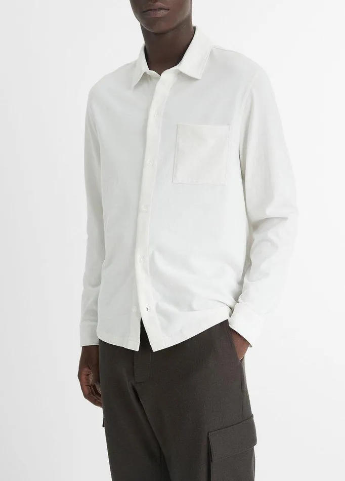 Shirts Men Vince Sueded Cotton Jersey ButtonFront Shirt Off White Shirts Men Vince Sueded Cotton Jersey ButtonFront Shirt Off White