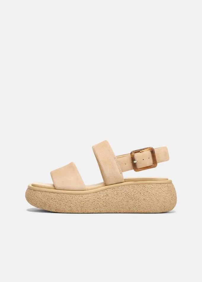 Shoes Women Vince Laguna Suede Leather Platform Sandal Blonde