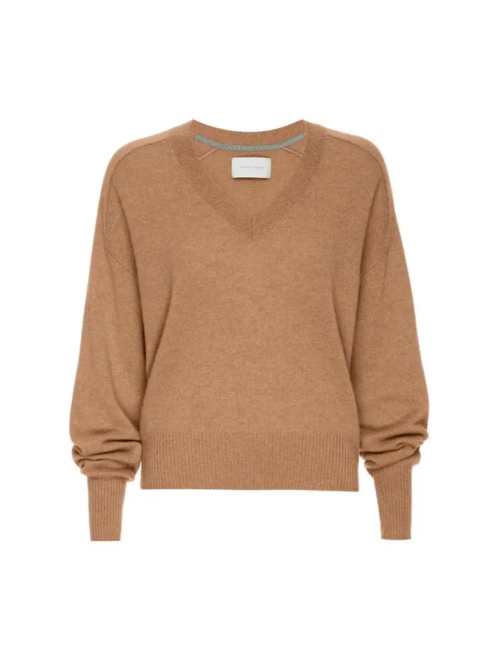 Shop Brochu Walker 100 Cashmere The Leia Vee Sweater Camel Melange