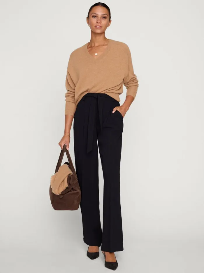 Shop Brochu Walker 100 Cashmere The Leia Vee Sweater Camel Melange