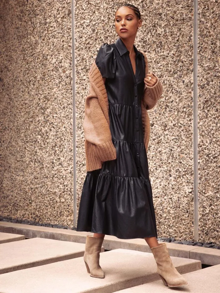 Shop Brochu Walker Dresses The Havana Vegan Leather Dress Black Onyx
