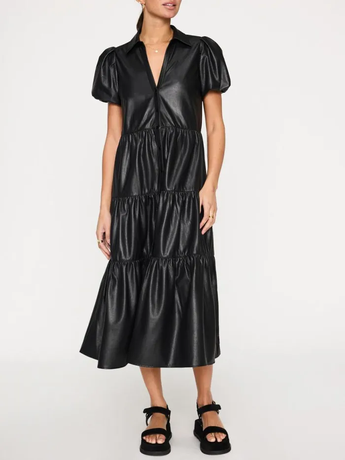 Shop Brochu Walker Dresses The Havana Vegan Leather Dress Black Onyx
