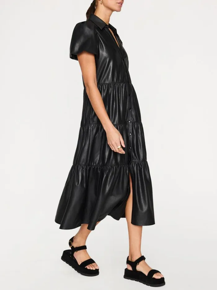 Shop Brochu Walker Dresses The Havana Vegan Leather Dress Black Onyx
