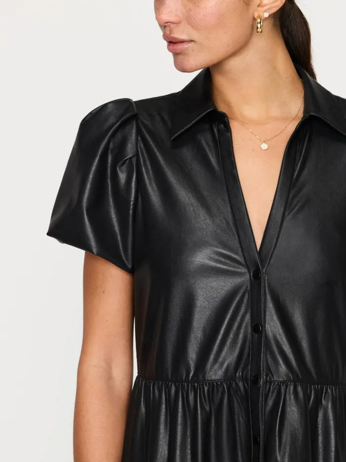 Shop Brochu Walker Dresses The Havana Vegan Leather Dress Black Onyx