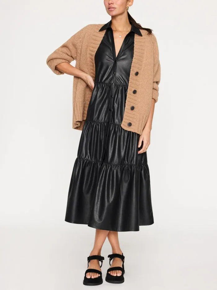 Shop Brochu Walker Dresses The Havana Vegan Leather Dress Black Onyx