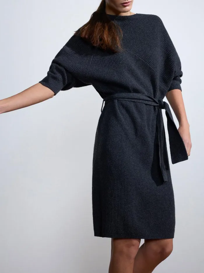 Shop Brochu Walker Dresses The Leith Belted Dress Dark Charcoal Melange