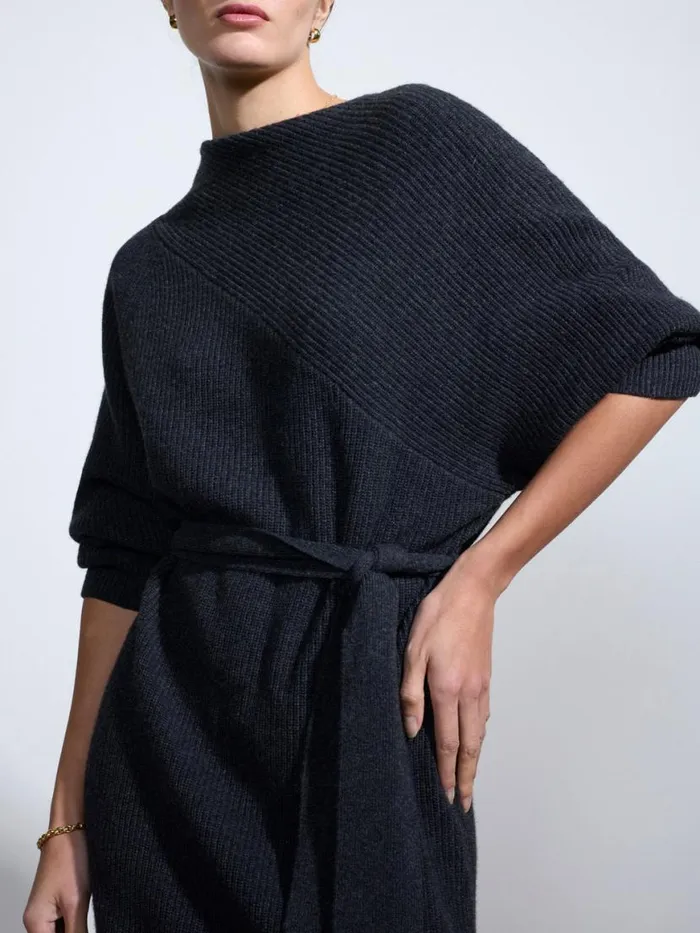 Shop Brochu Walker Dresses The Leith Belted Dress Dark Charcoal Melange