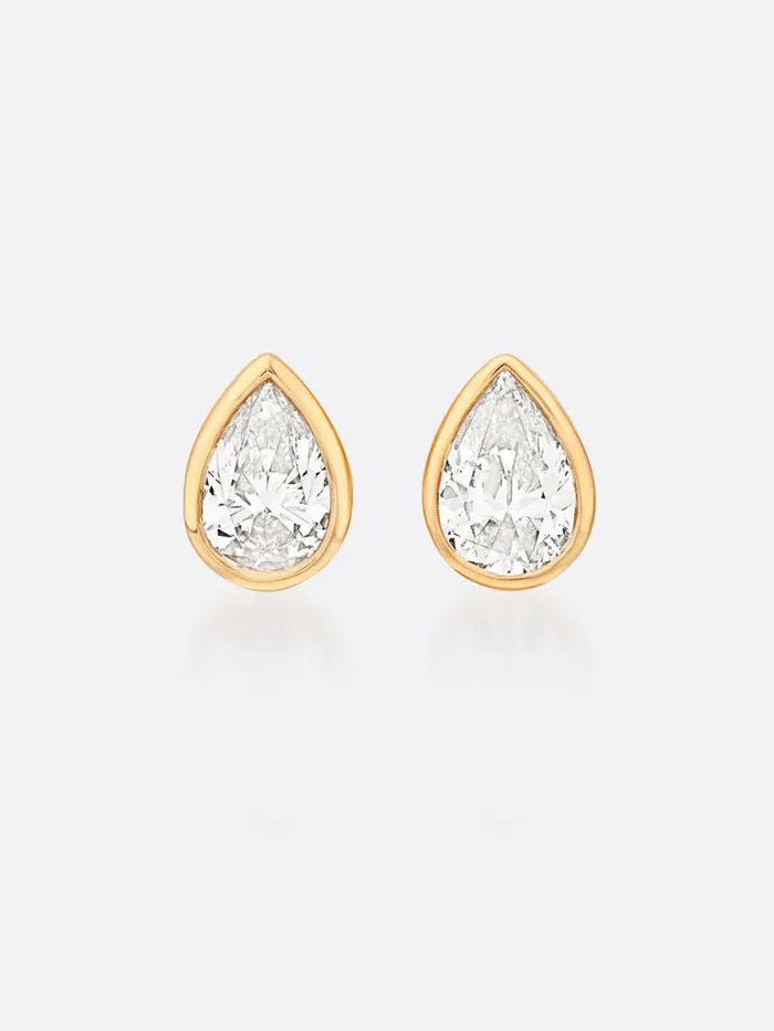 Shop Brochu Walker Fine Jewelry Romance Pear Diamond Droplet Earrings Yellow Gold With Diamonds