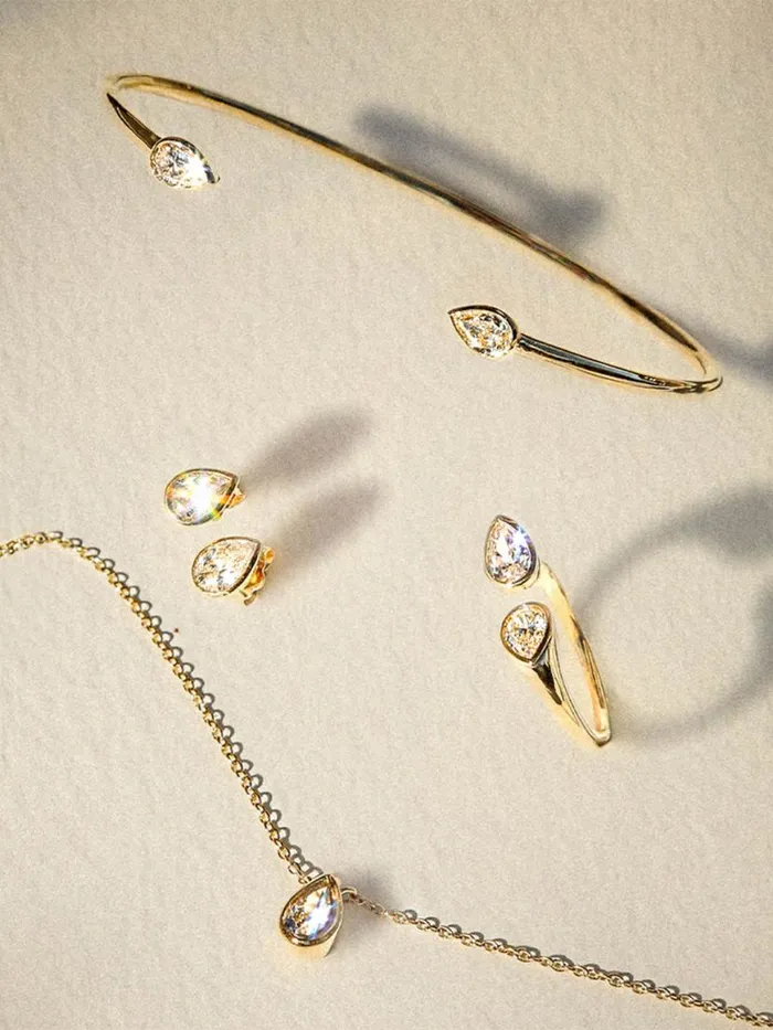 Shop Brochu Walker Fine Jewelry Romance Pear Diamond Droplet Earrings Yellow Gold With Diamonds